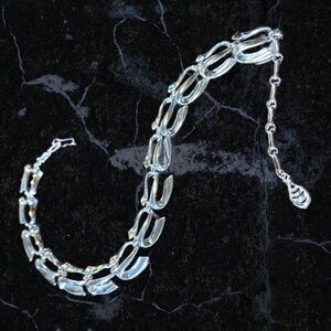 Coro VTG Silver Tone S Link Fashion Necklace Collar Chocker Signed 13 to 17 in